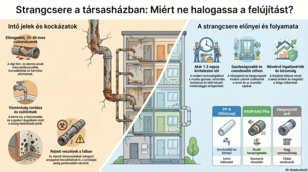 Strangcsere okai, menete társasházban
