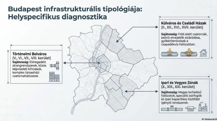 Budapest csatornahálózatának tipológiája és dugulási problémái kerületenként
